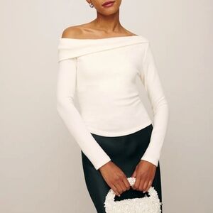 Reformation Elio Knit Top Ivory - Size S
